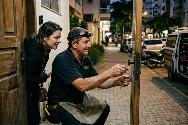Chaveiro orientando cliente após a perda de uma chave.